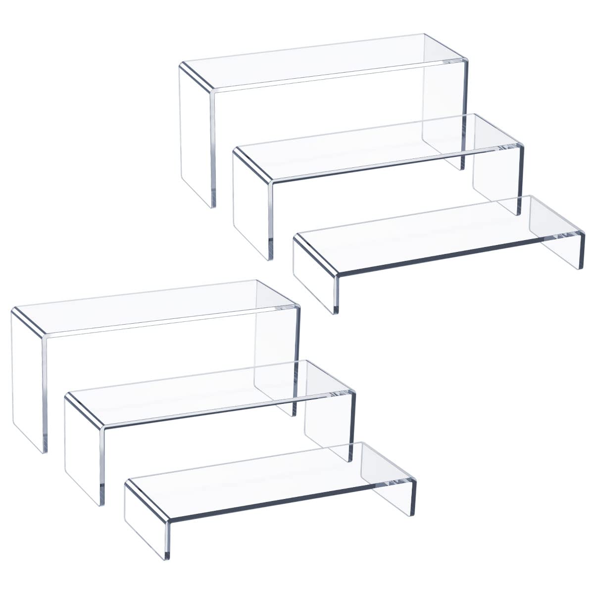 HIIMIEI Clear Acrylic Display Risers | 5mm Thick 6-Piece Stand Set