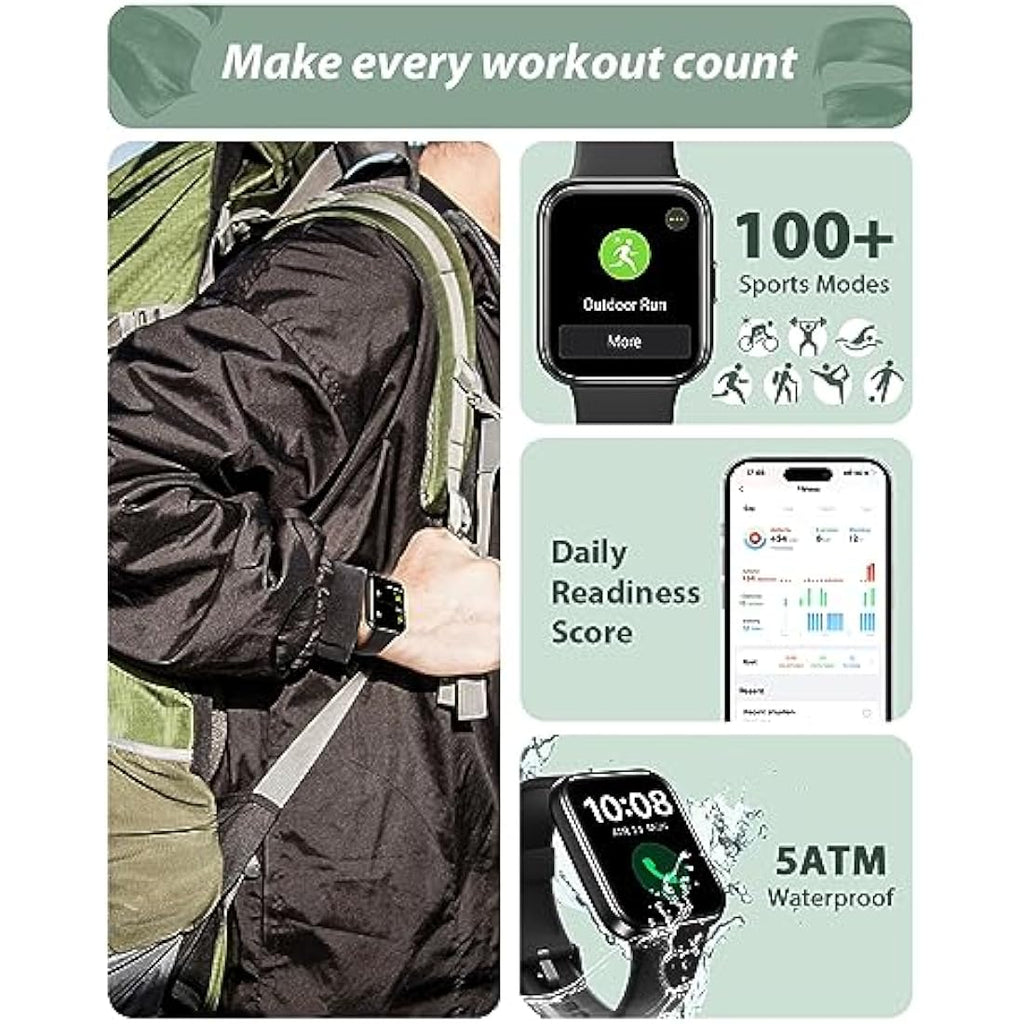 Smart Watch with Alexa & Bluetooth Call – 1.8" Fitness Tracker