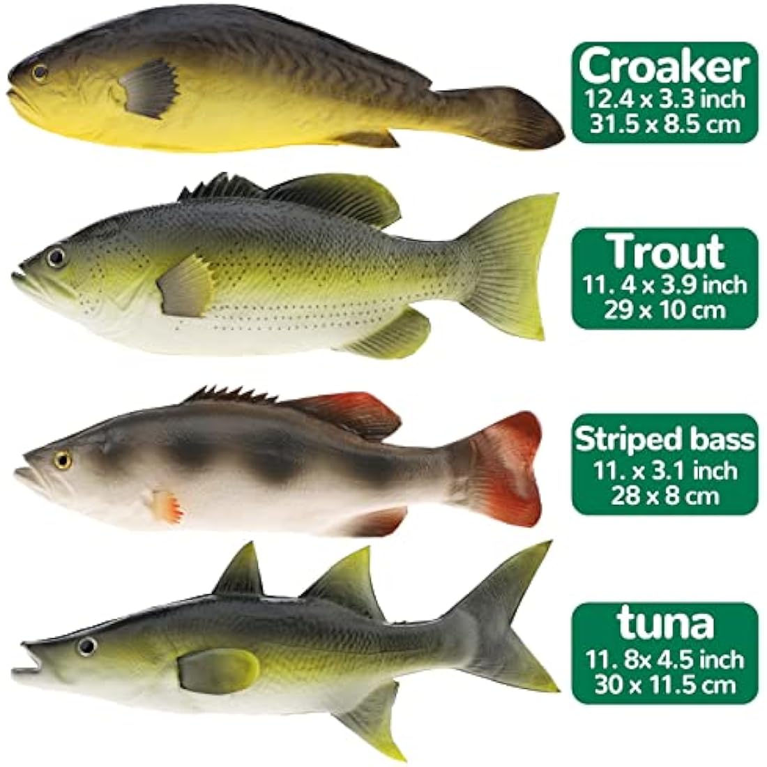 Gresorth 4-Piece Lifelike Fake Fish Set | Artificial PU Food Display Models