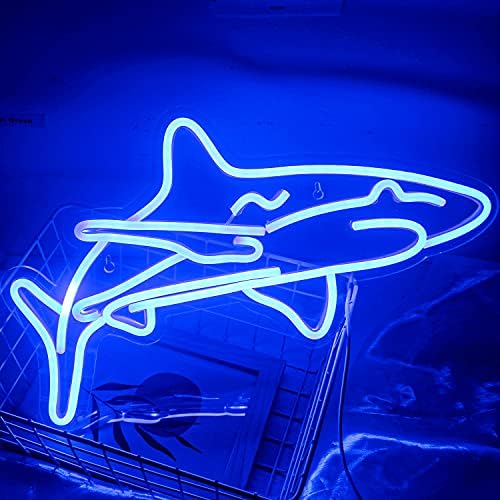 Ineonlife Shark LED Neon Sign – Blue Acrylic Wall Decor for Bedroom, 17x9