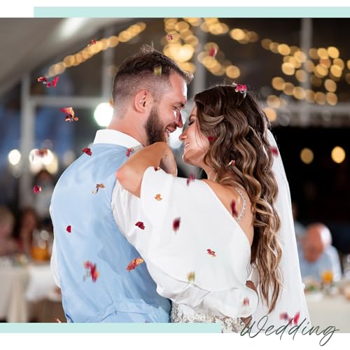 Tenare Wedding Confetti Kit | 100 Sets Dried Rose Petals & Glassine Bags