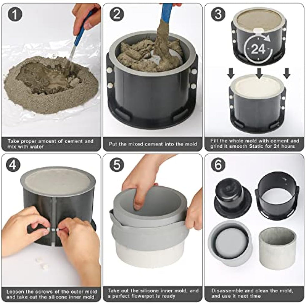 Osilifen 7 Inch Large Round Silicone Planter Mold for Concrete & Cement
