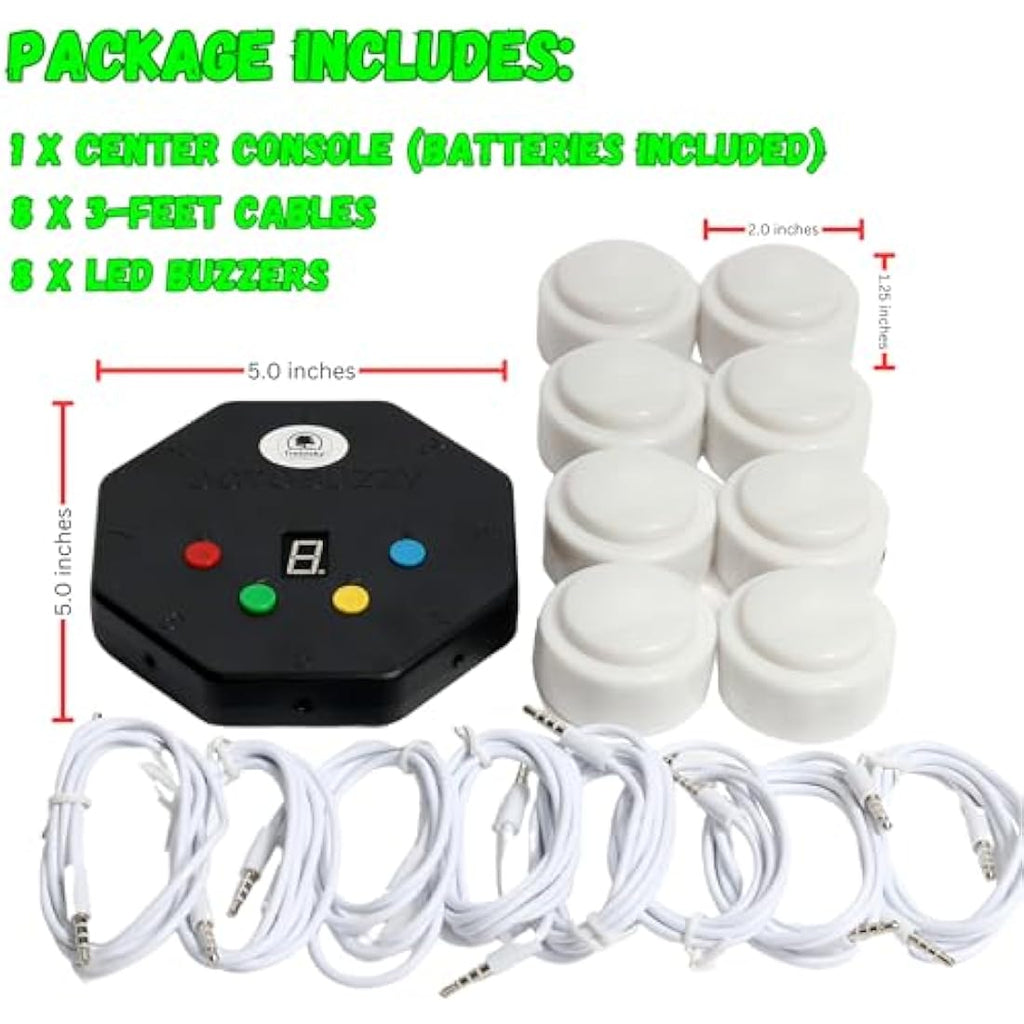 Trebisky 8-Player Quiz Game Buzzer System with LED Light Buttons