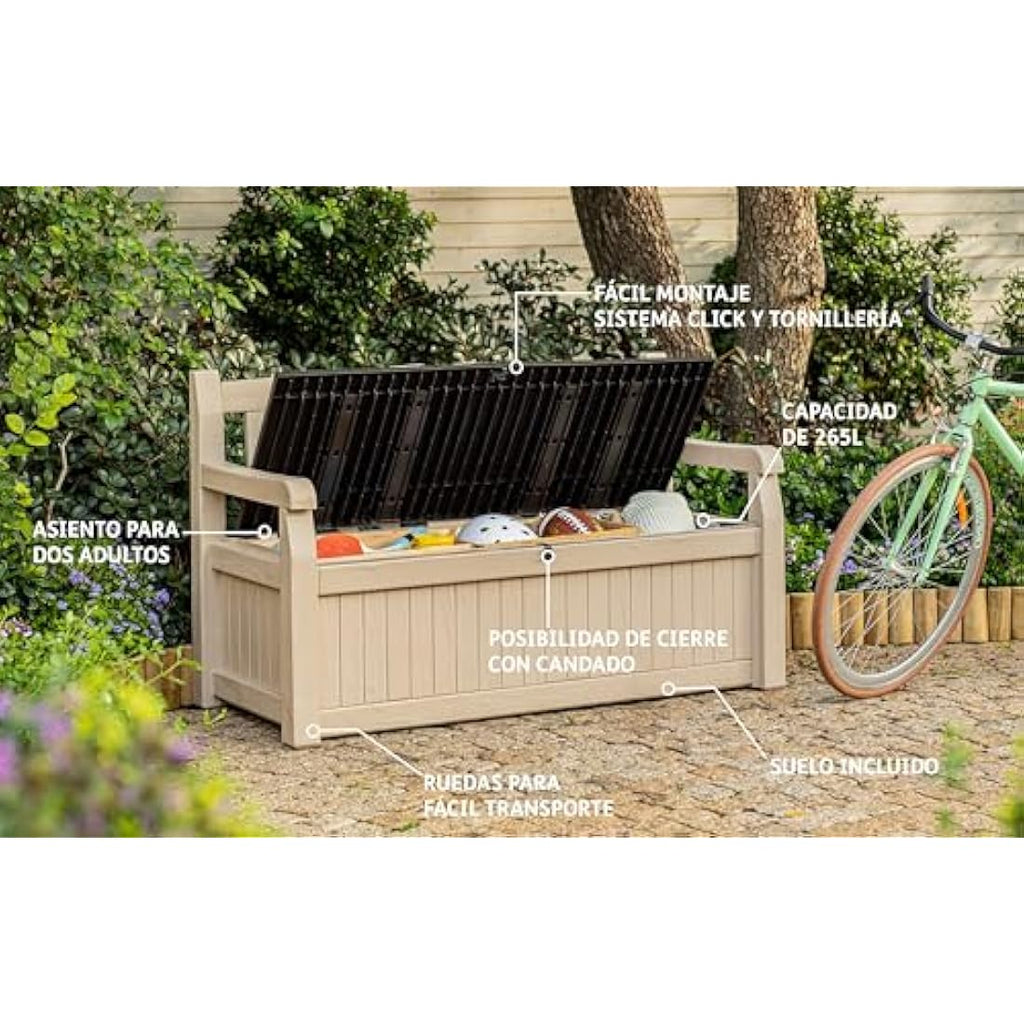Keter Eden 265L Outdoor Garden Storage Bench – Weatherproof Resin