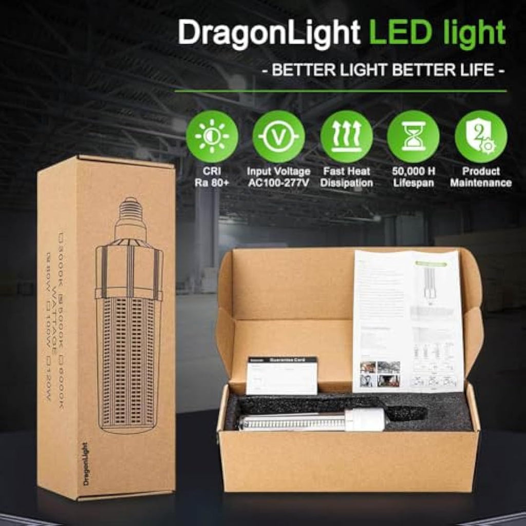 DragonLight 60W B22 LED Corn Bulb - 6000K Daylight 7200 Lumens