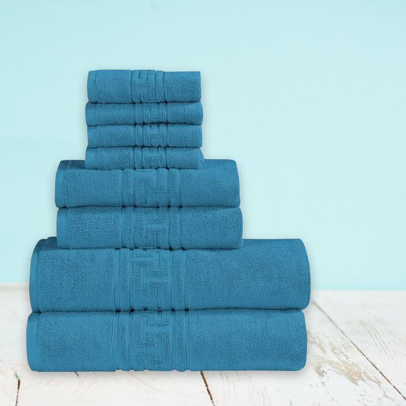 DTEX HOMES 8-Piece Egyptian Cotton Towel Set | 600 GSM - Teal