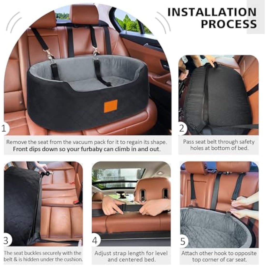 Dog Car Seat – Large Washable Booster Bed for SUV & Car