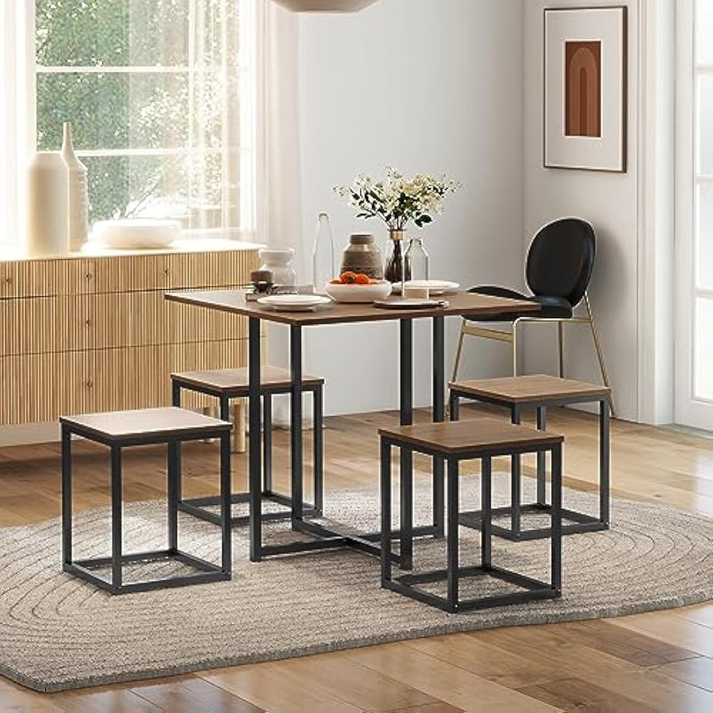 Jolof Store Industrial 5-Piece Dining Set – Space Saving Metal Table