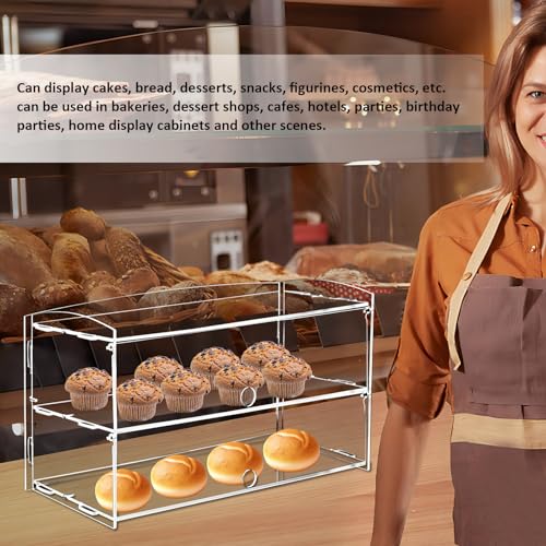 BAOSHISHAN 2-Tier Acrylic Pastry Display Case – Clear Countertop Cake Cabinet