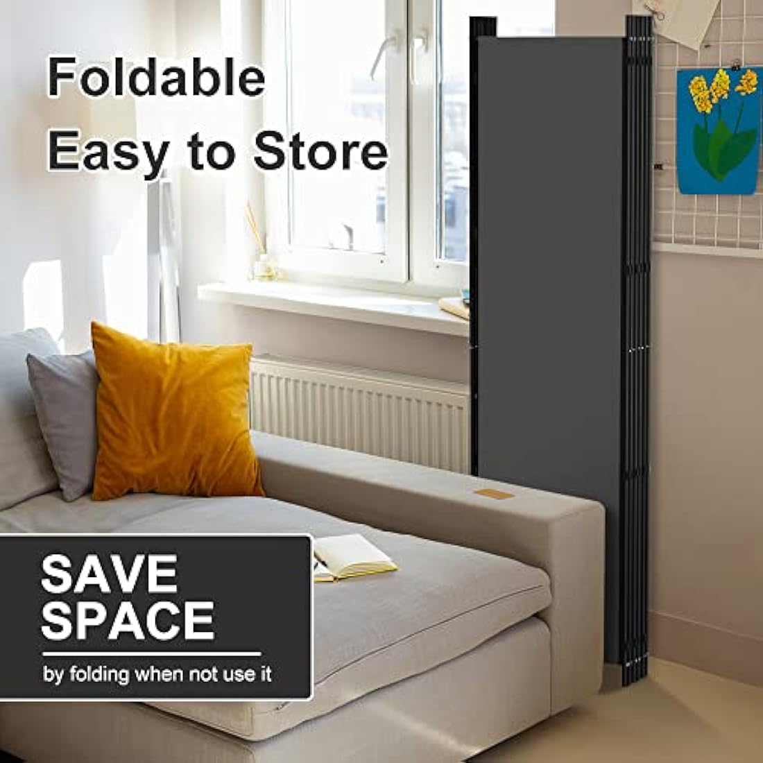 Kokorona 6 Panel Room Divider | 6ft Folding Privacy Screen – Dark Grey