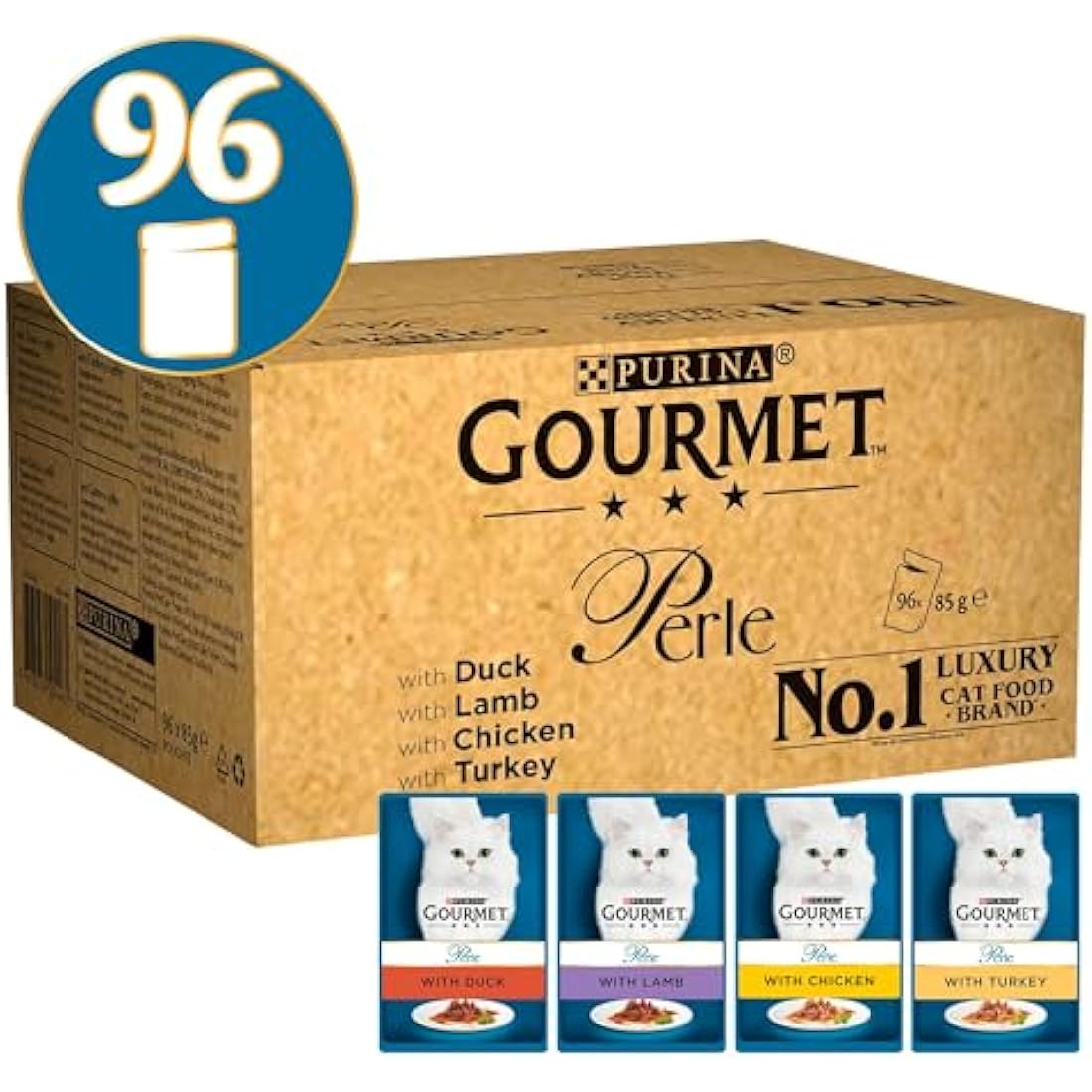 Gourmet Perle Chef's Collection Wet Cat Food - 96 x 85g Pouches
