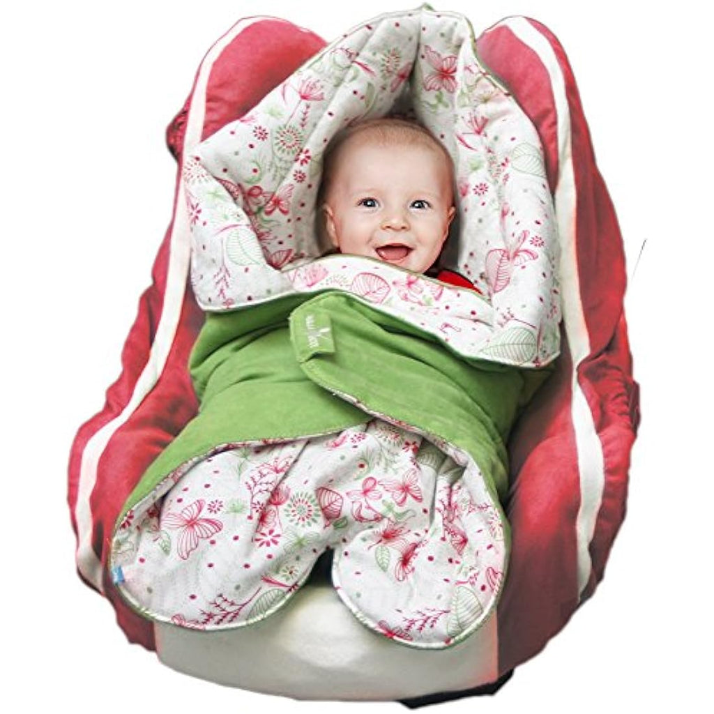 Wallaboo Leaf Baby Blanket – Soft Faux Suede & Cotton Wrap, Green