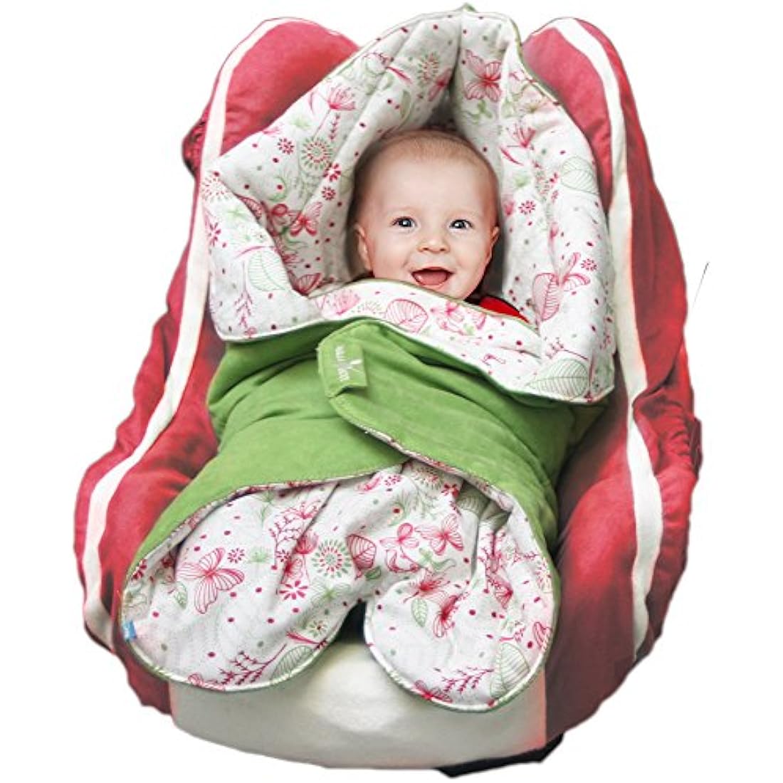 Wallaboo Leaf Baby Blanket – Soft Faux Suede & Cotton Wrap, Green
