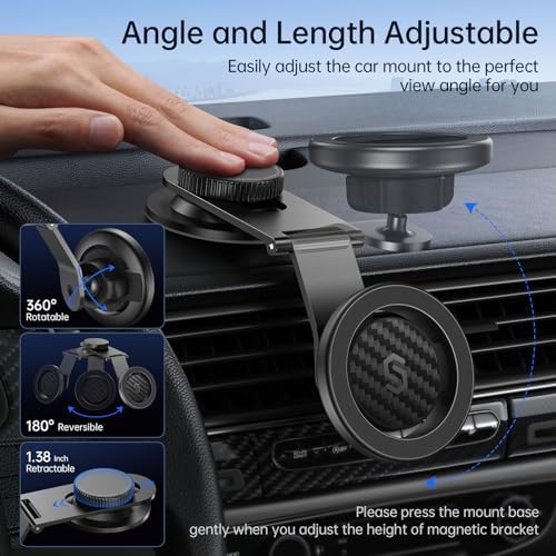 SYNCWIRE MagSafe Car Mount – Carbon Fiber Magnetic Dashboard Phone Holder