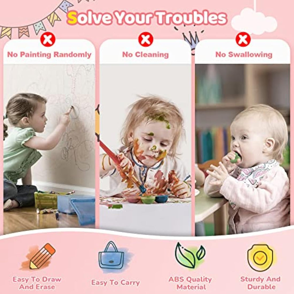 Kikidex Magnetic Drawing Board - Toddler Educational Doodle Pad, Pink
