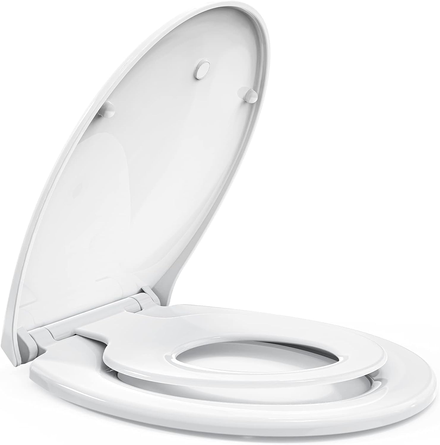 STOREMIC Family Toilet Seat - Soft Close O-Shape with Built-in Child Seat