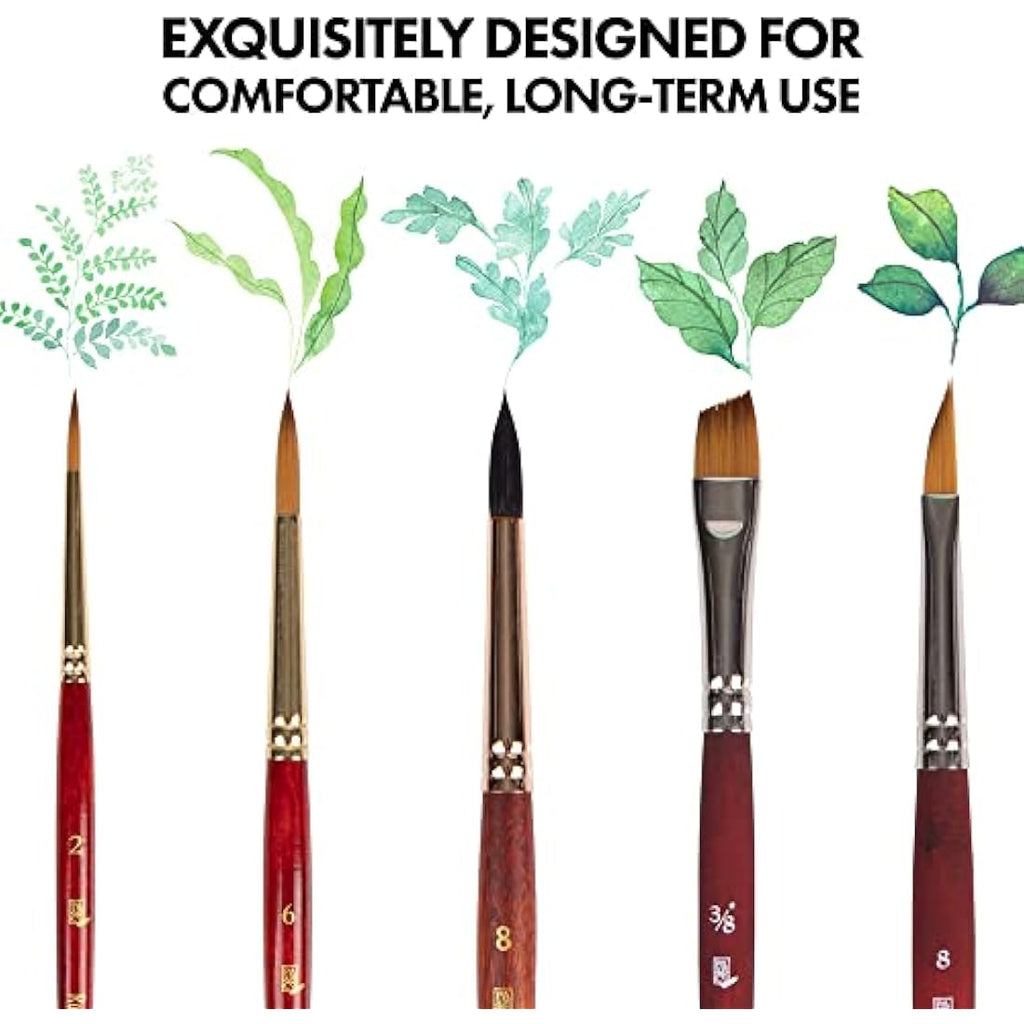 Princeton Watercolor Floral Brush Set | 5 Synthetic Short Handle Brushes