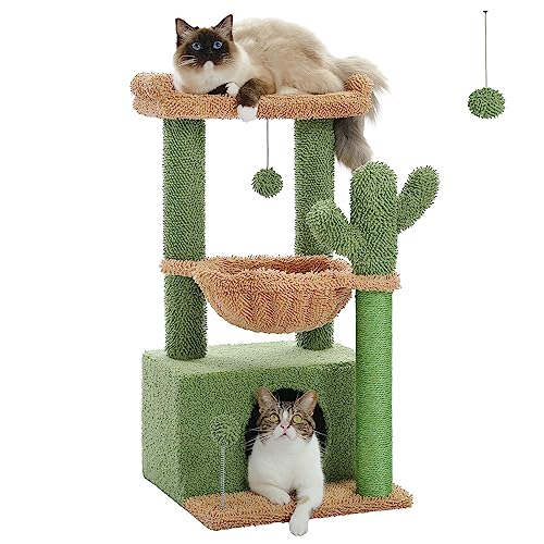 PAWZ Road Cactus Cat Tree with Large Condo and Hammock – 79cm Green