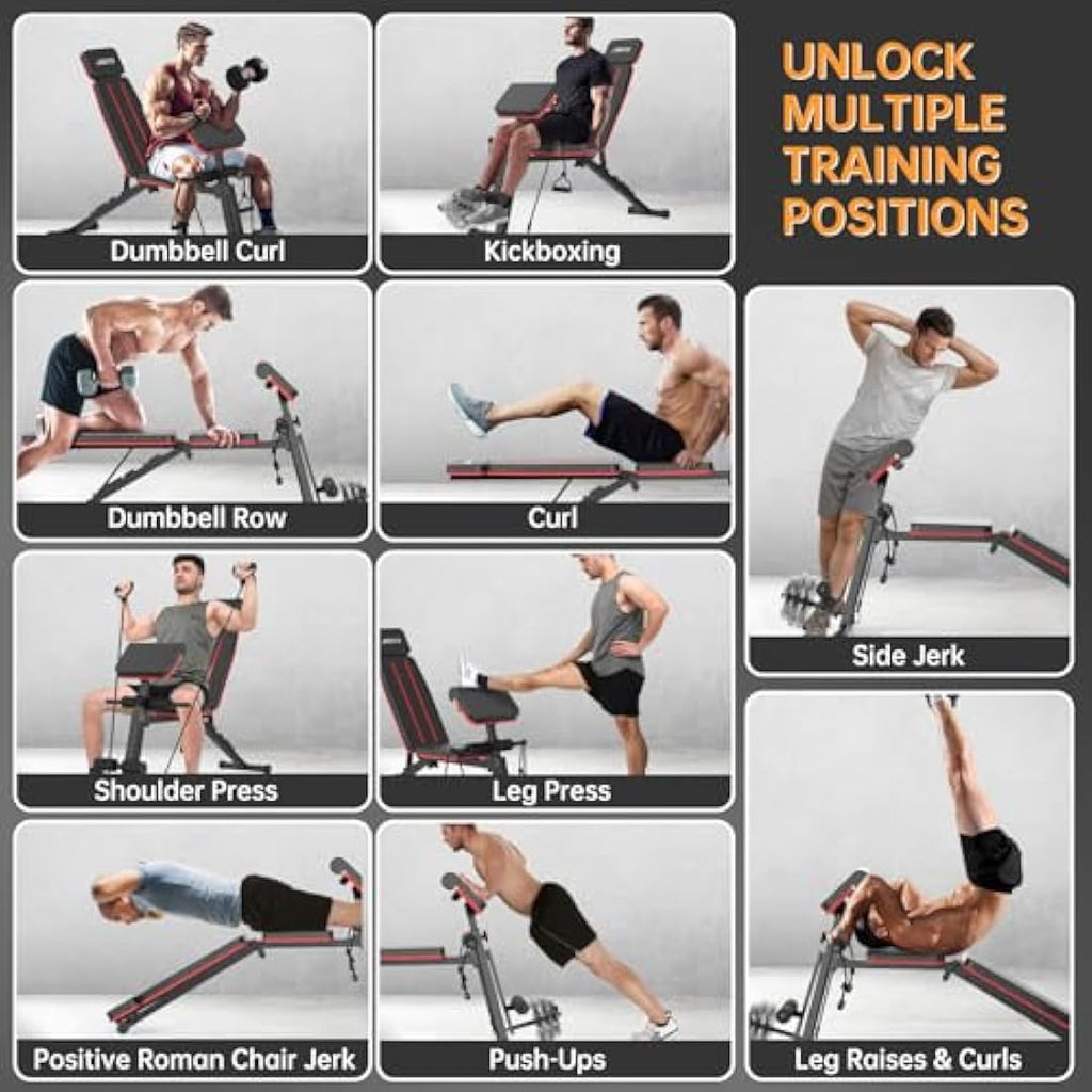 JOROTO Adjustable Weight Bench – Foldable 350KG Capacity Home Gym Bench