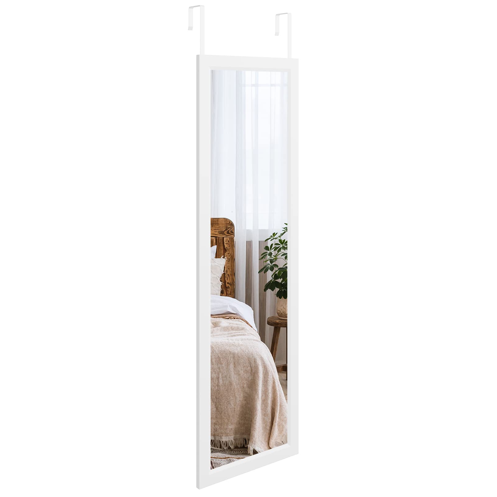Dripex Full Length Over Door Mirror | 110x33cm Toughened Glass - White