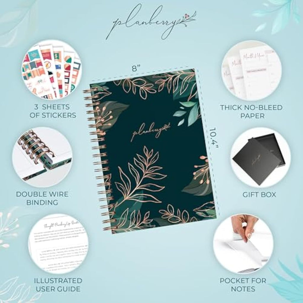 Planberry Undated Hourly Schedule Planner – Large Productivity Organizer