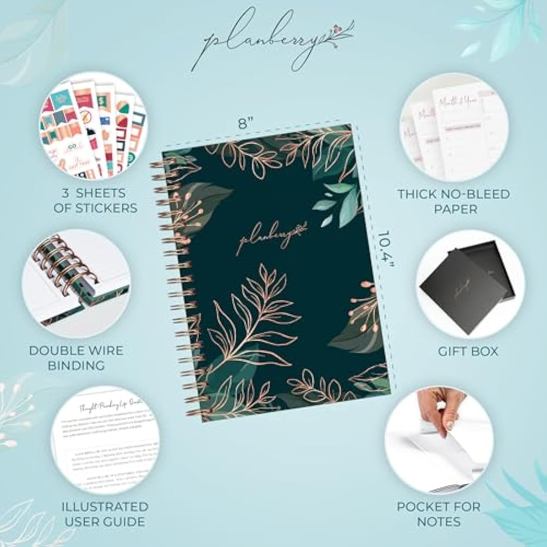 Planberry Undated Hourly Schedule Planner – Large Productivity Organizer
