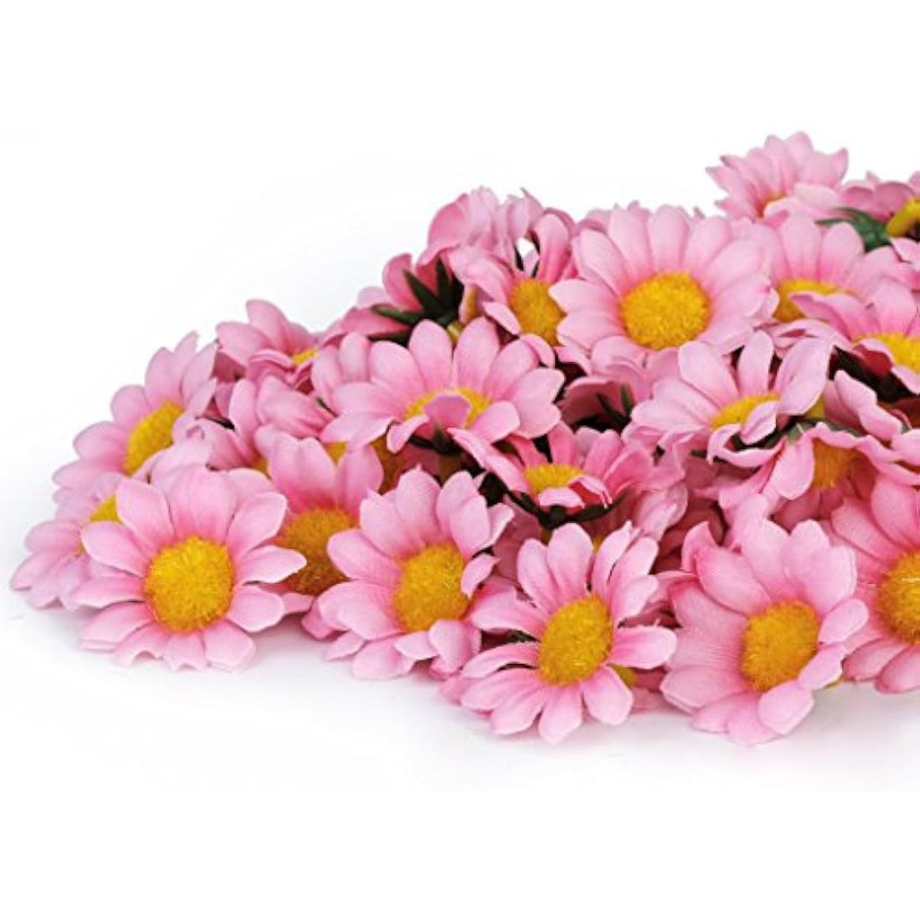 Jolof Store 100pcs Artificial Silk Gerbera Daisy Flower Heads - Dark Pink