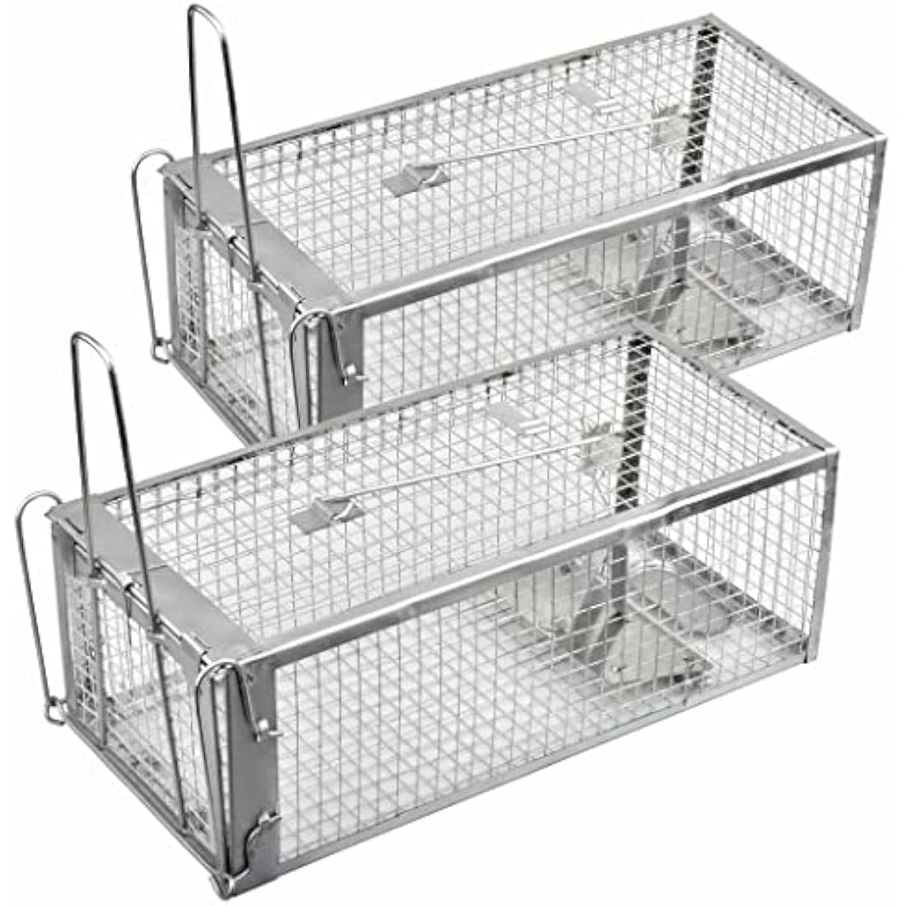 Anyhall 2-Pack Humane Rat Traps | Silver Live Mouse Cage Traps