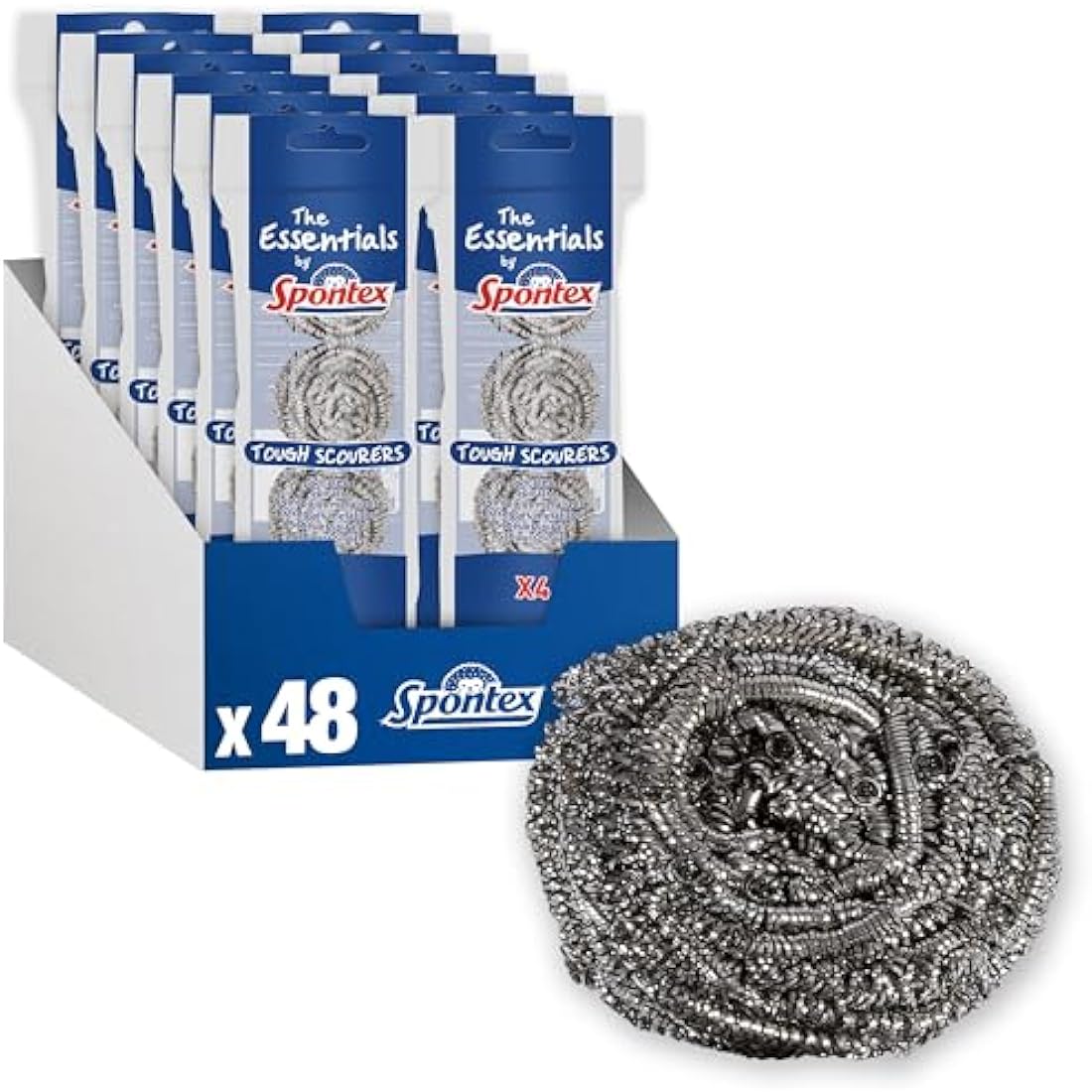 Spontex Stainless Steel Metal Scourers – Heavy Duty 48 Pack