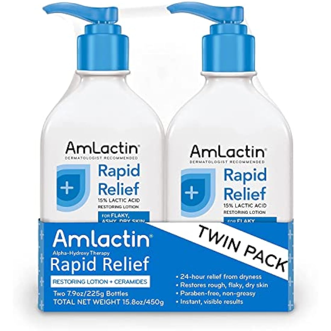AmLactin Rapid Relief Restoring Lotion with Ceramides - 7.9 oz, 2 Pack