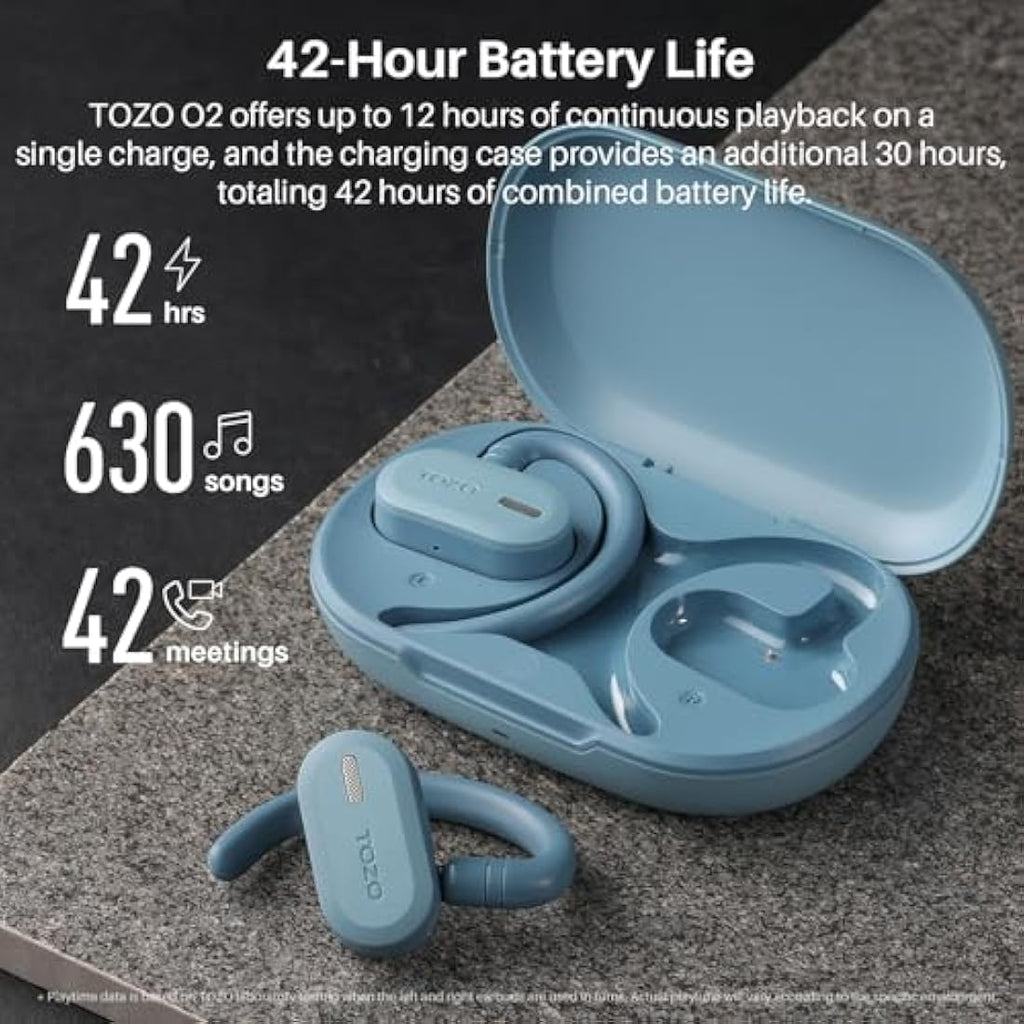 TOZO O2 Open Ear Wireless Headphones – Bluetooth 5.3 Earbuds, Blue