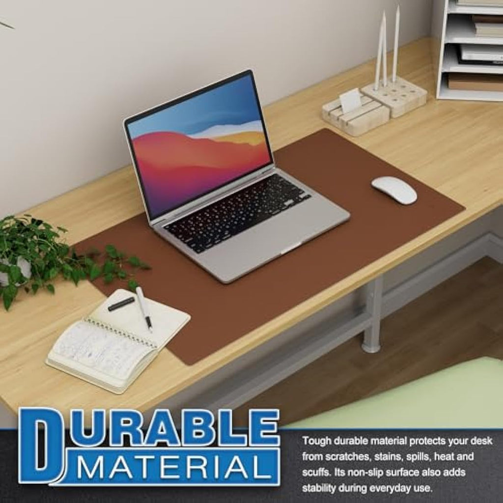 K KNODEL Leather Desk Mat - Dual-Sided Waterproof Mouse Pad, Brown