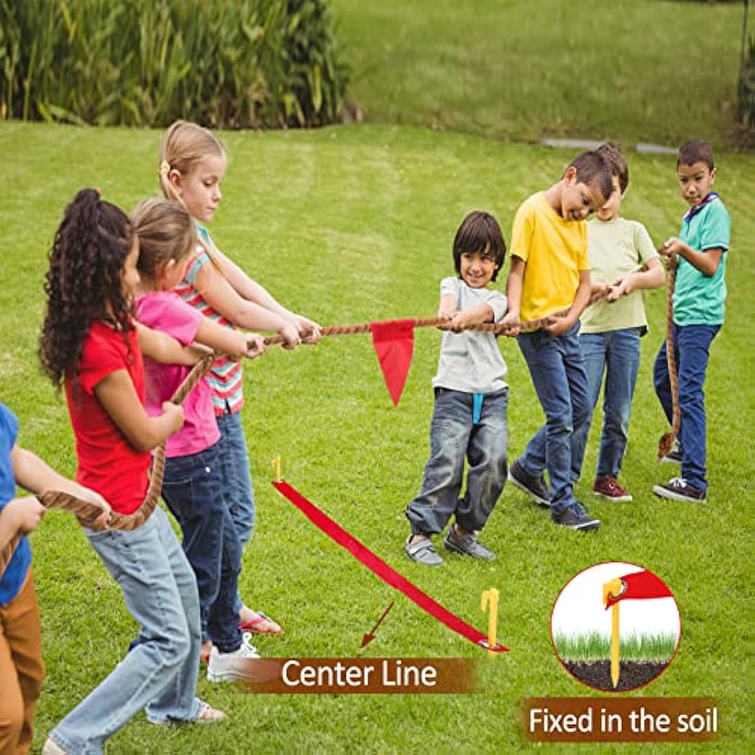 WYRJXYB 60ft Tug of War Rope Set – Natural Cotton Outdoor Game for 36 Kids