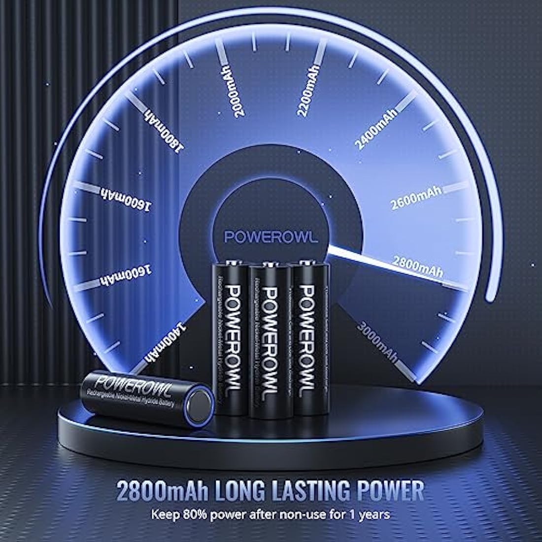 Powerowl AA Rechargeable Batteries 2800mAh Ni-MH High Capacity | 20 Pack
