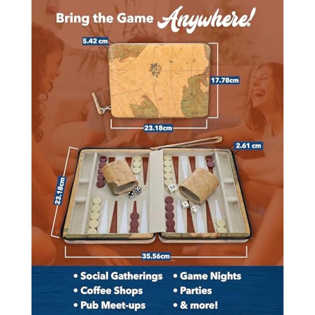 WE Games Magnetic Travel Backgammon Set | Tan Leatherette Case