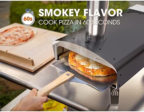Mimiuo Outdoor Wood & Pellet Pizza Oven with Stone and Foldable Peel