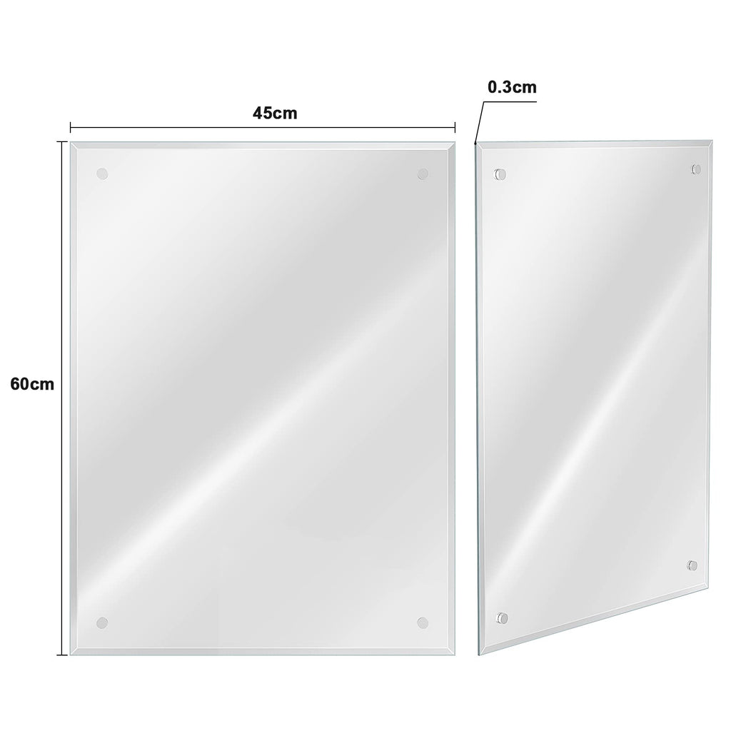 Dripex Frameless Rectangle Wall Mirror | 60x45cm Bevelled Edge Glass