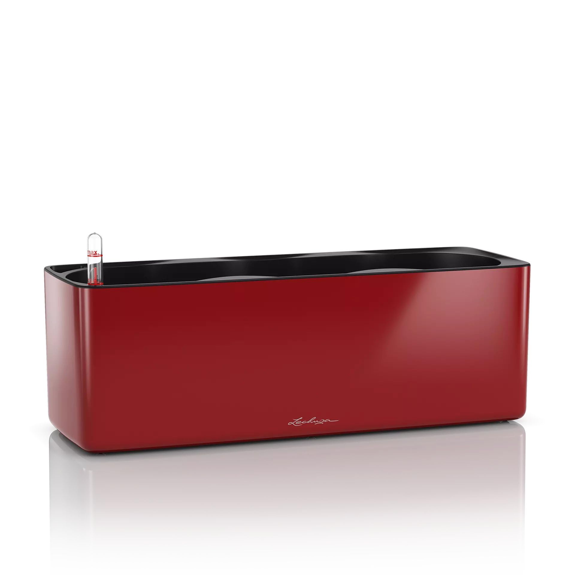 LECHUZA CUBE Glossy Triple Self-Watering Indoor Planter - Red Plastic