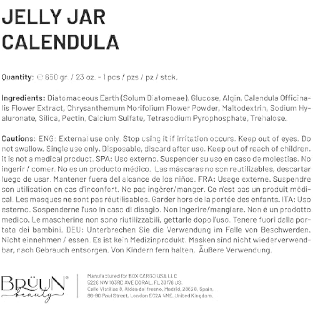 BRÜUN Calendula Jelly Mask Jar | Peel-Off Rubber Face Mask - 23 fl oz