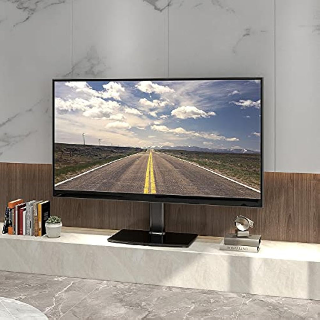 Universal TV Stand | Height Adjustable Tempered Glass Base