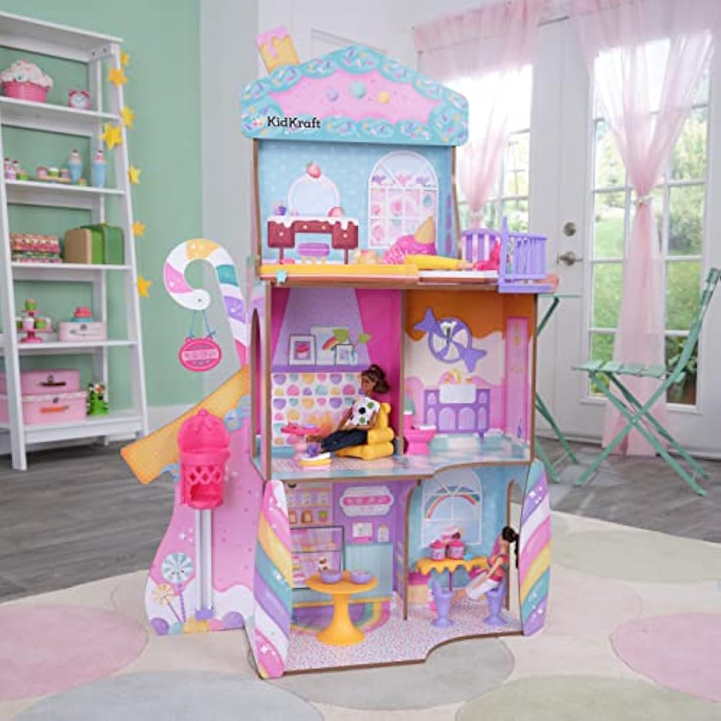 KidKraft Candy Castle Wooden Dollhouse with 28 Furniture Pieces