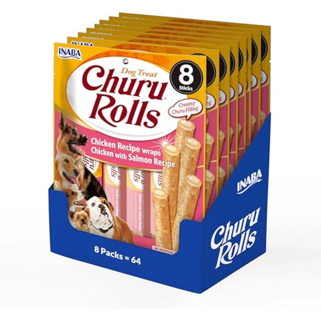 Inaba Churu Rolls Chicken & Salmon Grain-Free Dog Treats (8 Pack)