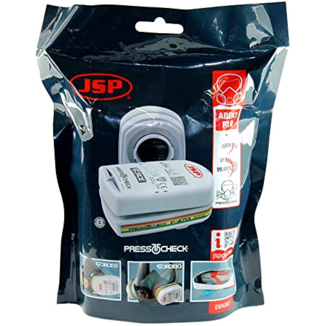 JSP PressToCheck ABEK1 P3 Respirator Filters - Set of 2 (BMN750-000-600)