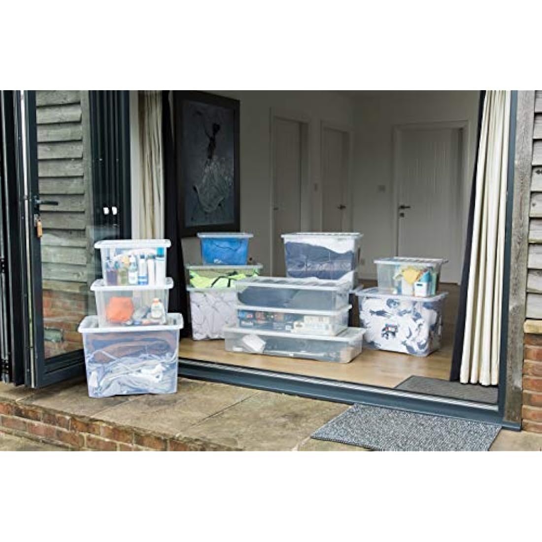 45L Clear Plastic Storage Boxes with Lids - Pack of 4