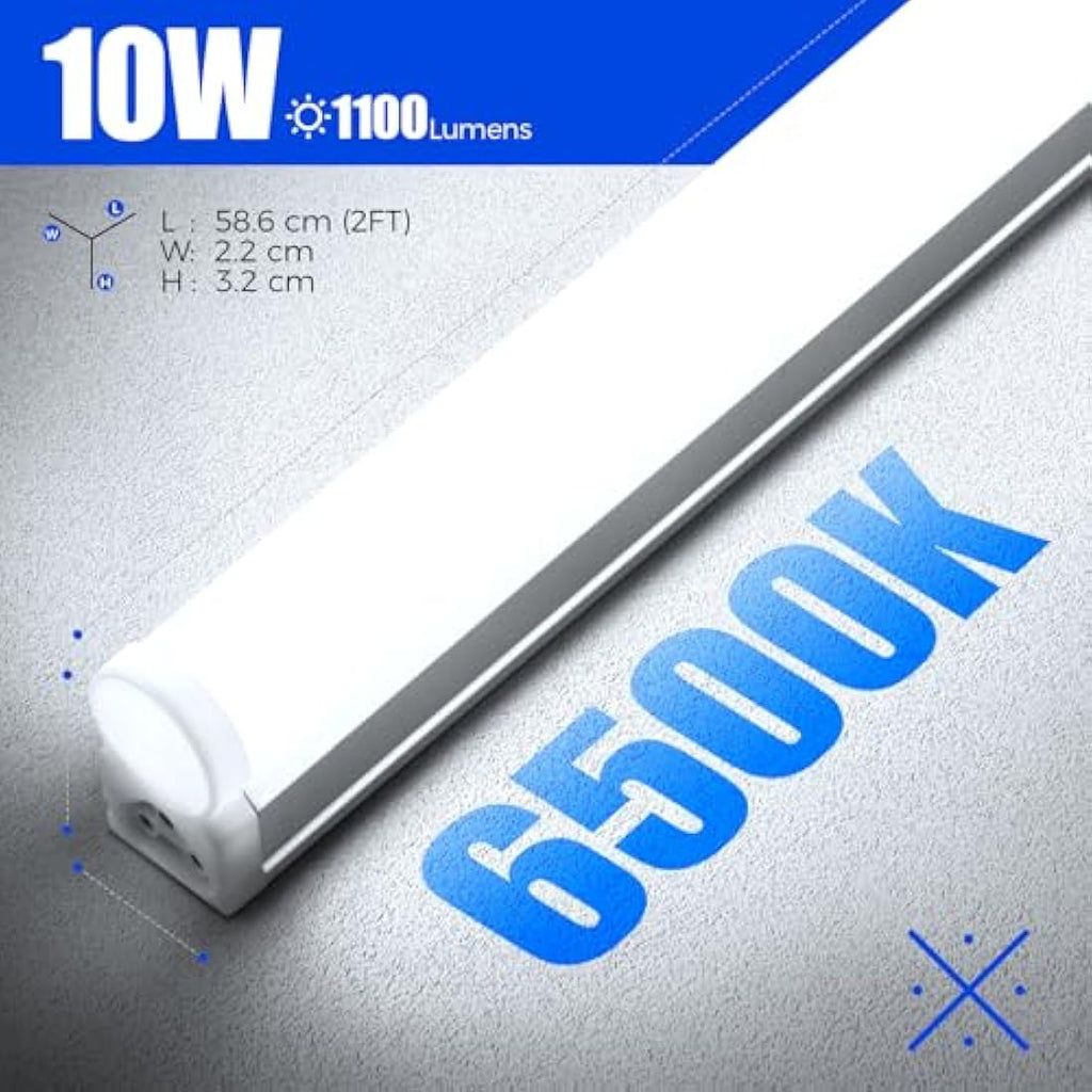 Barrina T5 LED Batten Light 2ft | 6500K Super Bright Garage Lighting 6-Pack