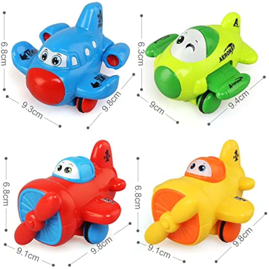 JoyPlus Baby Airplane Toy Set – 4 PCS Friction Powered Push and Go Cars
