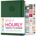 GoGirl Undated Hourly Planner – A5 Forest Green Eco-Leather Agenda