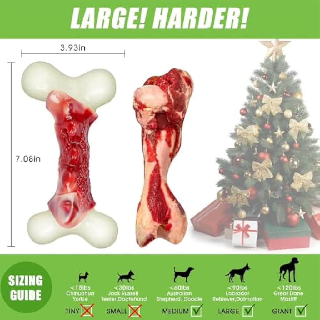 Jolof Store Indestructible Dog Bone Toy for Aggressive Chewers | Bacon