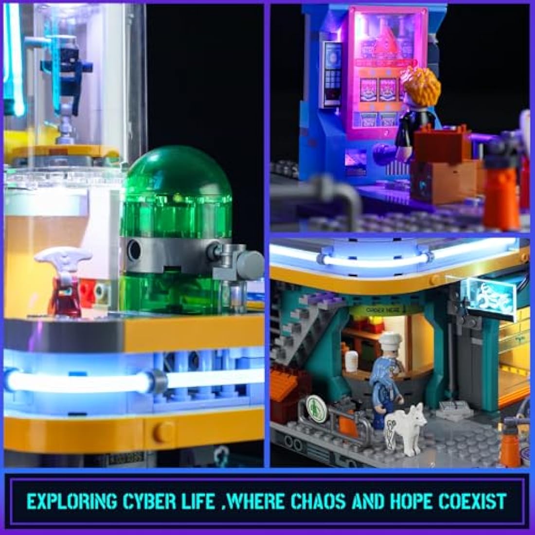 FUNWHOLE Cyberpunk Mansion LED Building Set – 2524 Pcs Modular City
