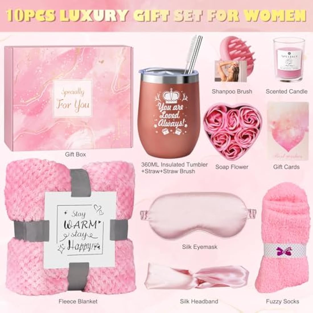 Jolof Store Luxury Self Care Gift Set – 10pc Pamper Hamper with Blanket